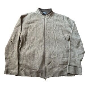 Woolrich Wool Full Zip Sweater Men's XL Dark Barley FLAW